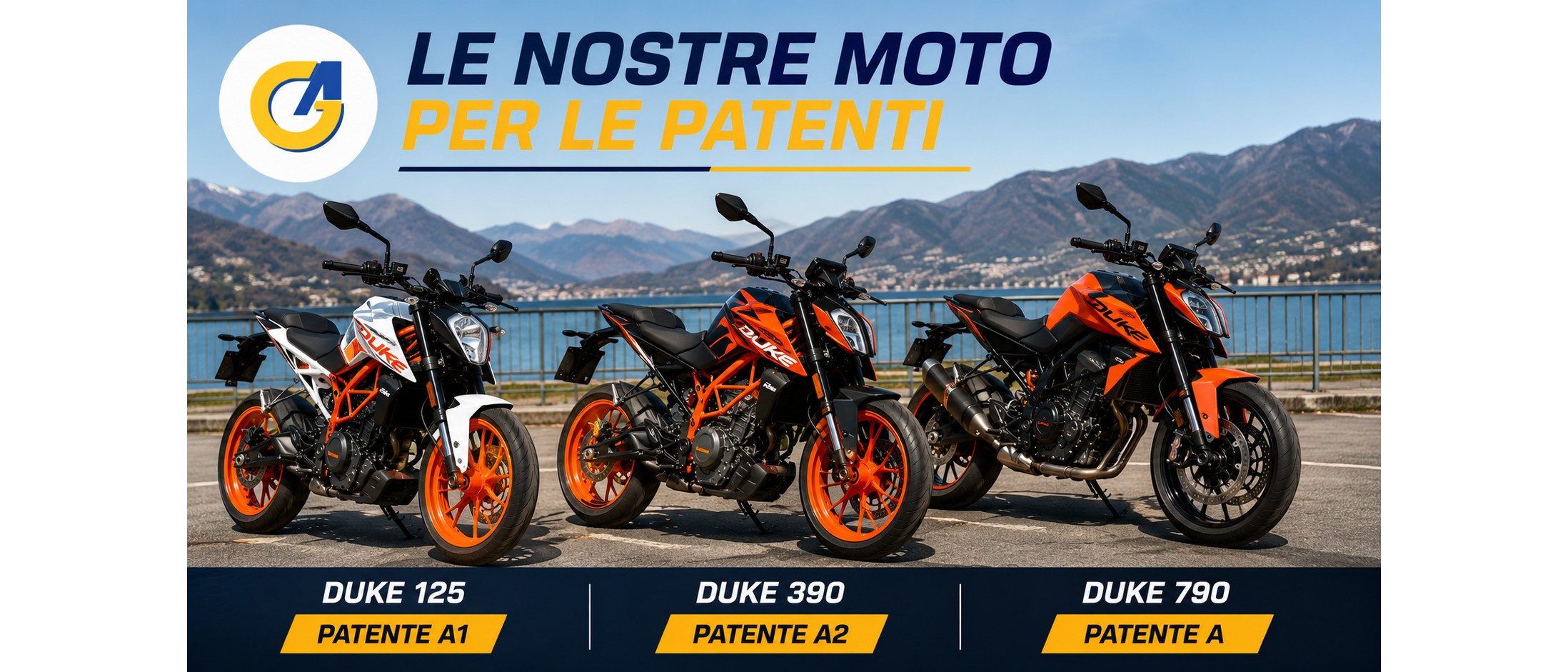 Le moto di Autoscuola Giulia per il conseguimento delle patenti A1, A2 e A: Duke 125, Duke 390, Duke 790