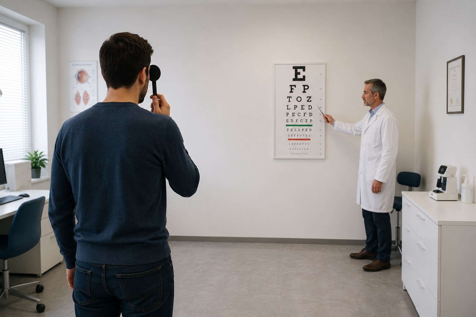 Visita oculistica in ambulatorio medico